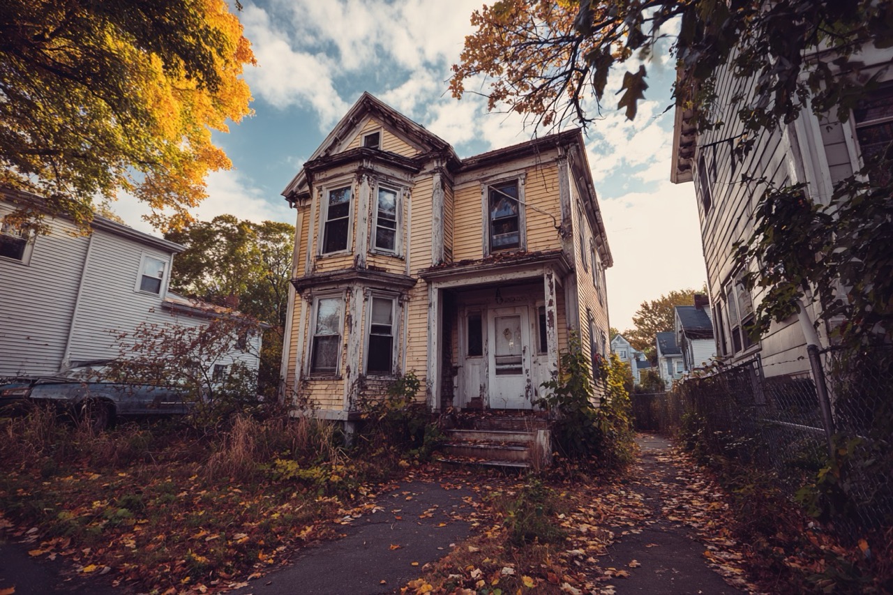 Neglected residential property in Providence RI showing signs of adverse possession