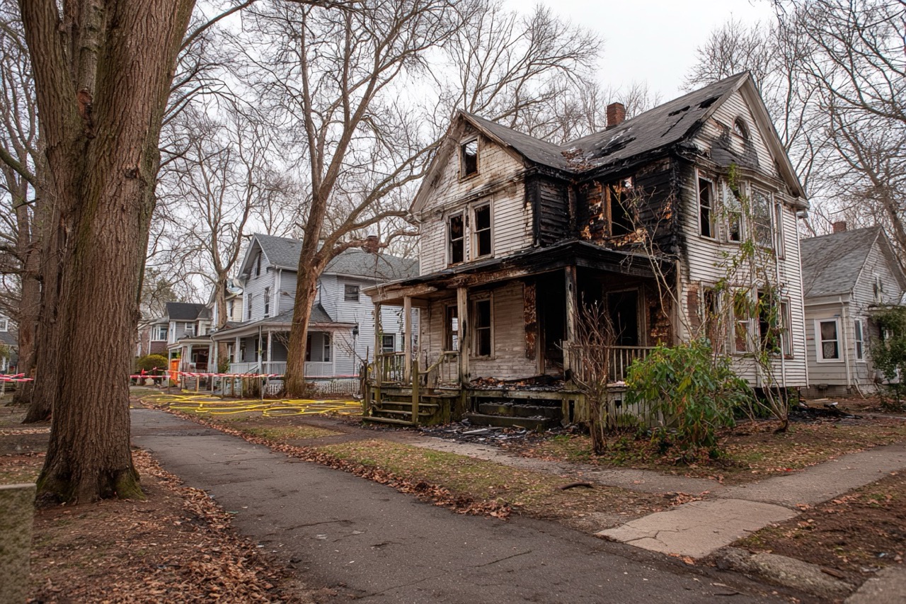 providence ri fire damaged house sale neighborhood view